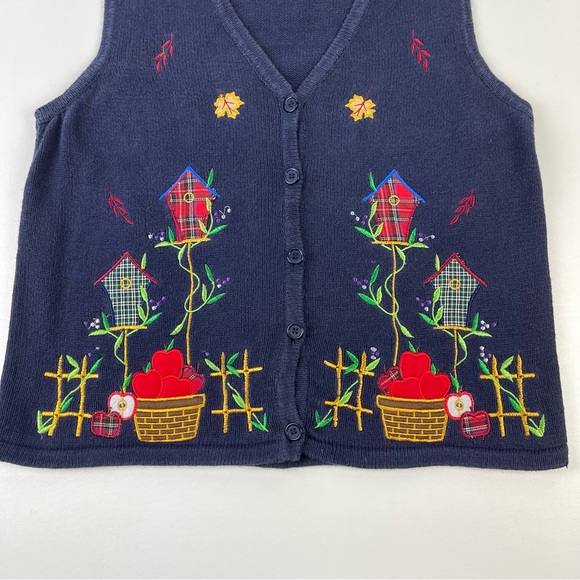 Vintage Fall Autumn Sleeveless Cardigan Sweater 90s Basic Editions Womens 2XL - Picture 12 of 14